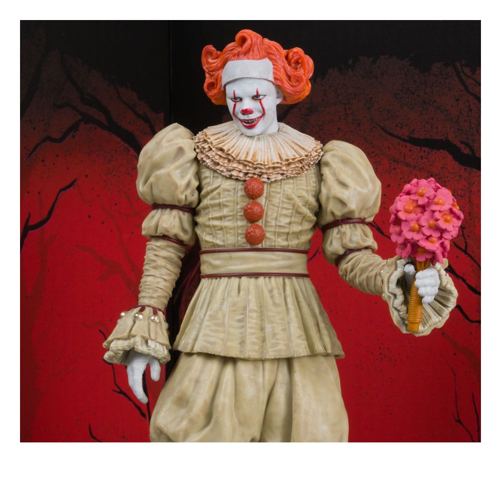 Vue latérale de la statuette Pennywise (Flashback) montrant sa pose dynamique
