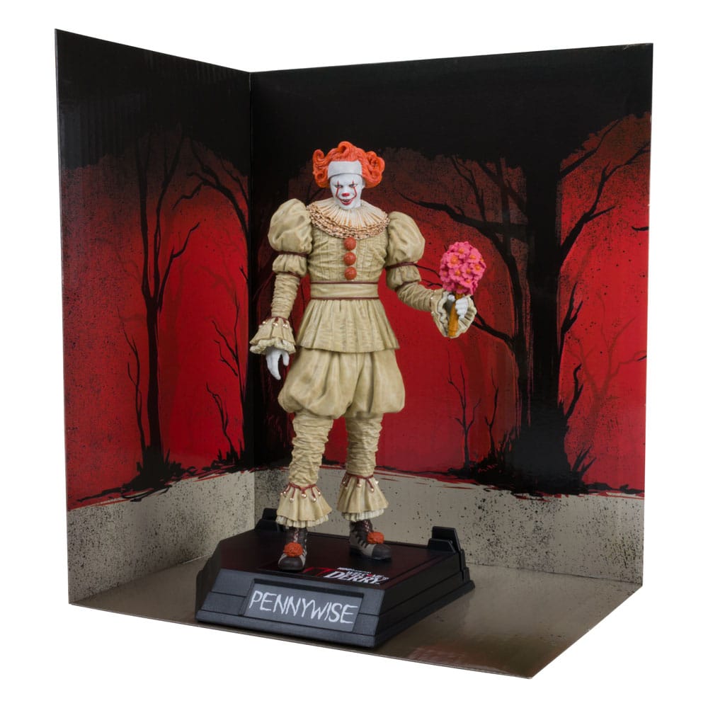 Statuette Pennywise de dos, révélant la qualité de la sculpture McFarlane