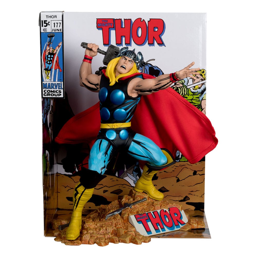 Statuette Thor Mighty Thor #177 McFarlane Toys vue de face avec Mjolnir