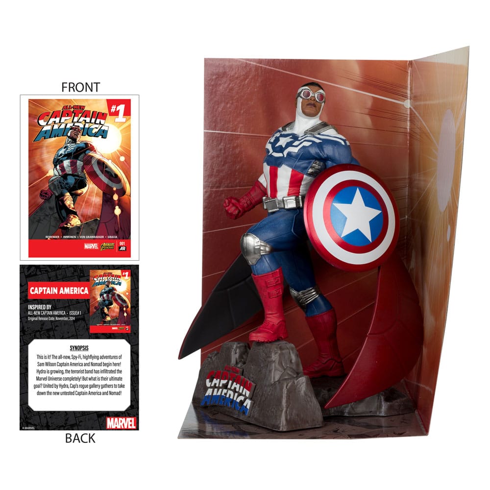 Statuette Captain America 17cm avec bouclier et socle diorama