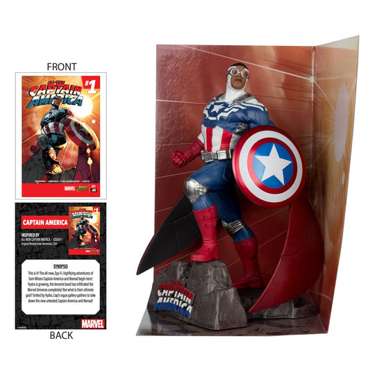 Statuette Captain America 17cm avec bouclier et socle diorama