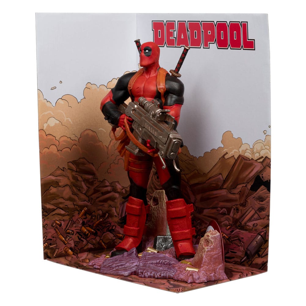 Statuette Deadpool McFarlane Toys 27cm vue de face avec socle diorama