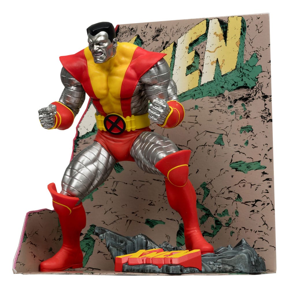 Gros plan sur le socle diorama de la figurine Colossus, détails du terrain