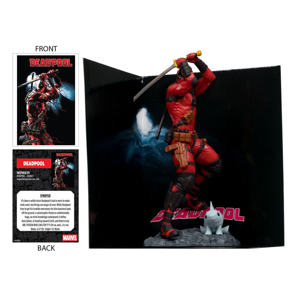 Figurine Deadpool Marvel 18cm en PVC, gros plan sur le costume