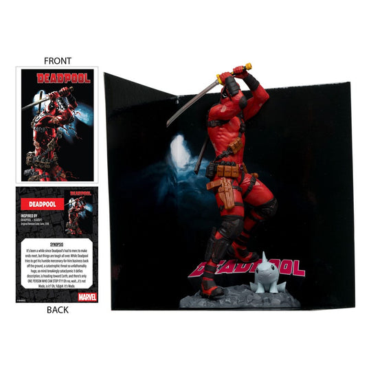 Figurine Deadpool Marvel 18cm en PVC, gros plan sur le costume