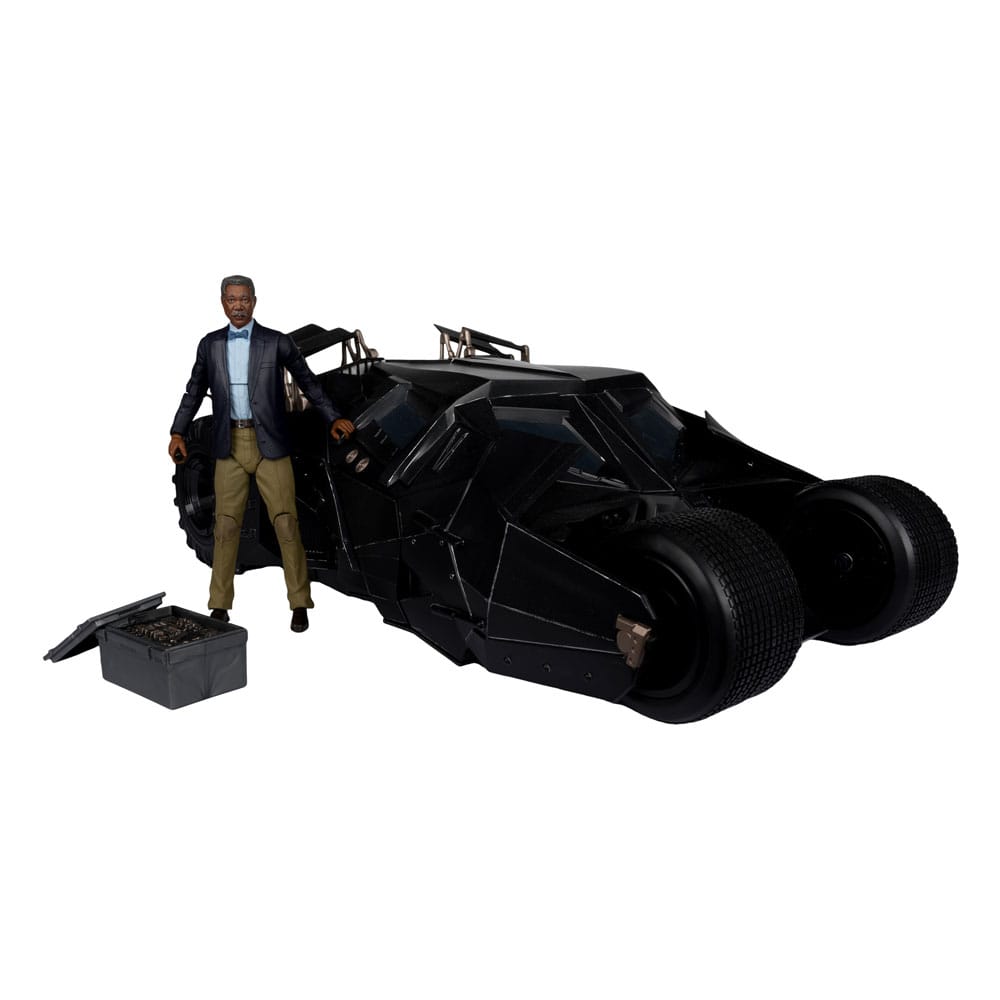 Véhicule Tumbler DC Multiverse de The Dark Knight avec figurine Lucius Fox