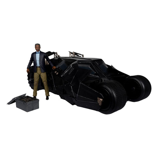 Véhicule Tumbler DC Multiverse de The Dark Knight avec figurine Lucius Fox