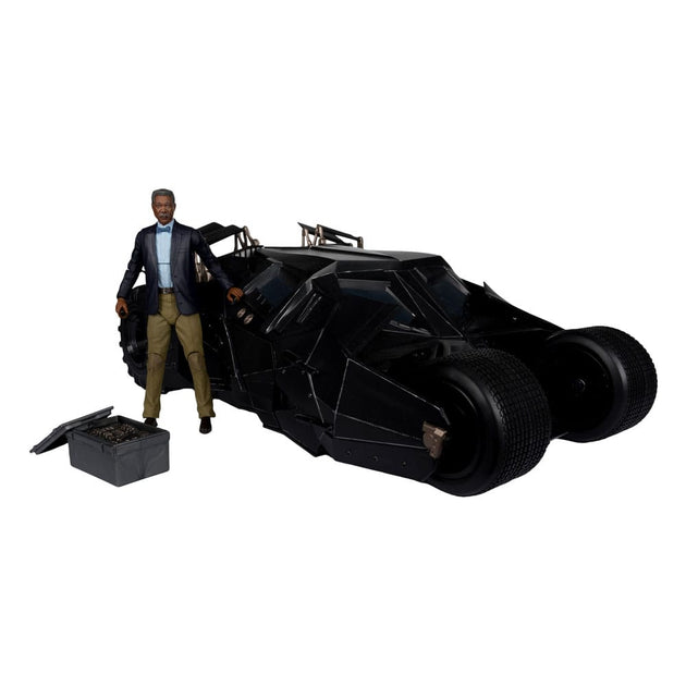 Véhicule Tumbler DC Multiverse de The Dark Knight avec figurine Lucius Fox