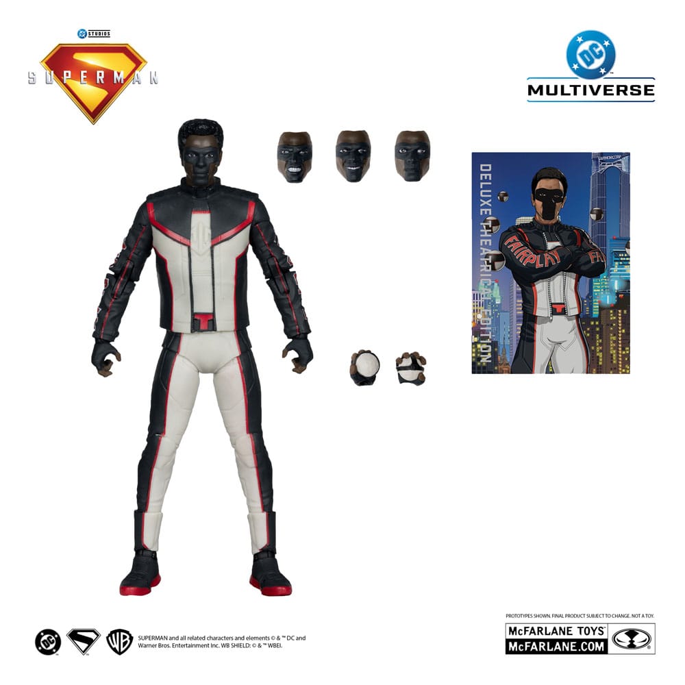 Détail du visage et du costume de la figurine Mr. Terrific Deluxe Theatrical Edition