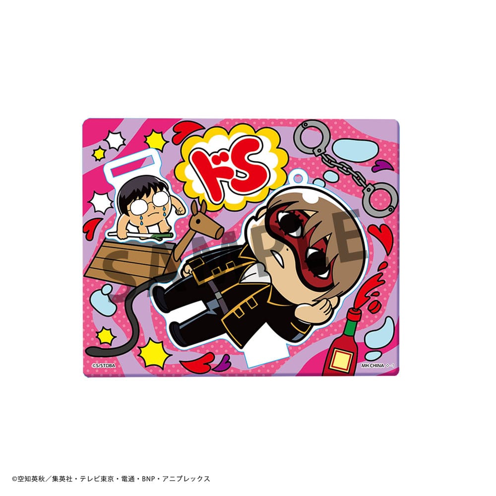 Détail du logo Megahouse et Gintama sur une figurine acrylique