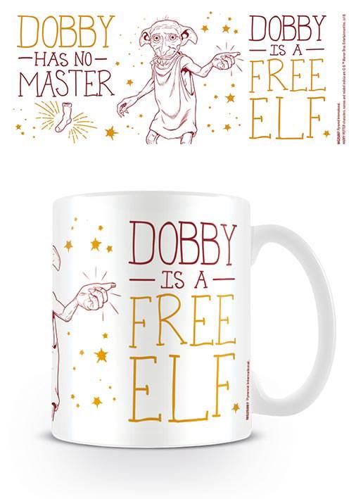 Mug en céramique Harry Potter Dobby officiel, avec l'image de Dobby et le logo Harry Potter, sur fond blanc.