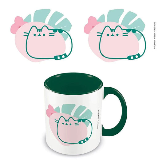 Mug Pusheen Tropical Green en céramique, motif chat Pusheen et feuilles exotiques