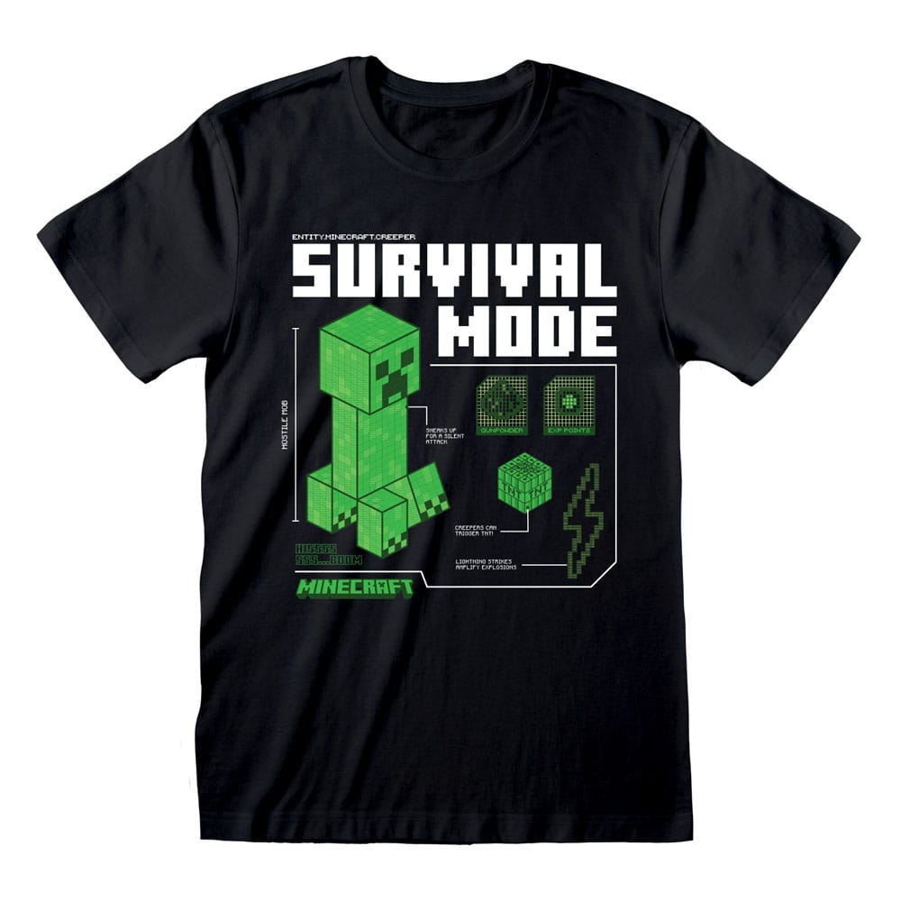 T-shirt Minecraft Survival taille M, motif emblématique du jeu, produit officiel Heroes Inc.
