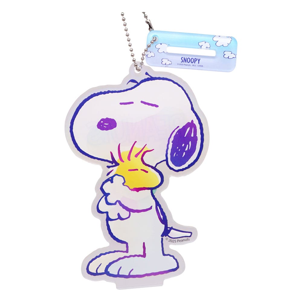 Porte-clés Snoopy Peanuts en acrylique sous licence officielle Monogram Int. sur fond blanc