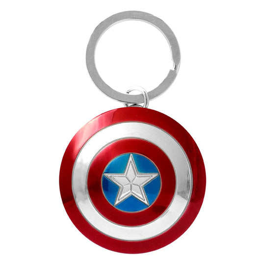 Porte-clés en métal représentant le bouclier de Captain America, produit officiel Marvel par Monogram Int.