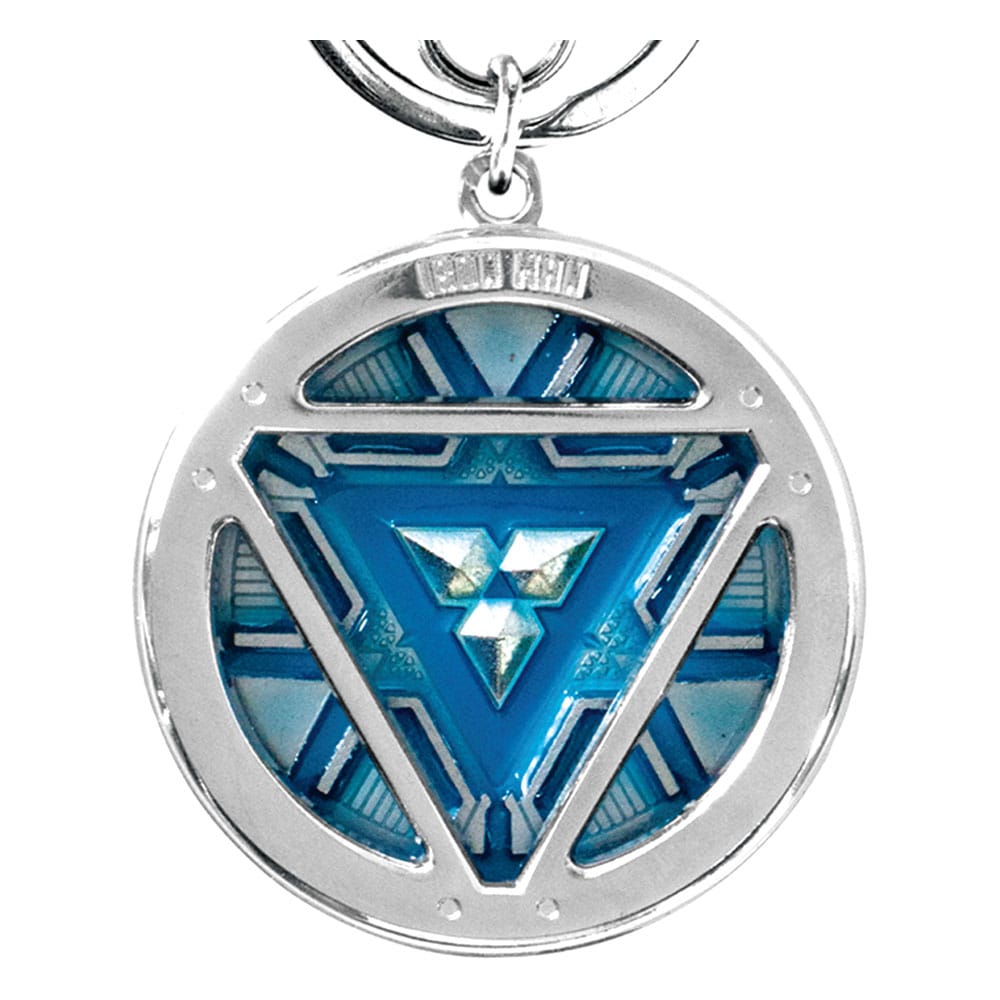 Porte-clés officiel Marvel Iron Man Arc Reactor en métal, vue détaillée du réacteur lumineux