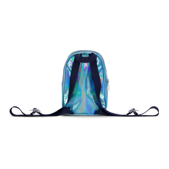 Détail du tissu brillant et de la texture du mini sac à dos Cookie Monster