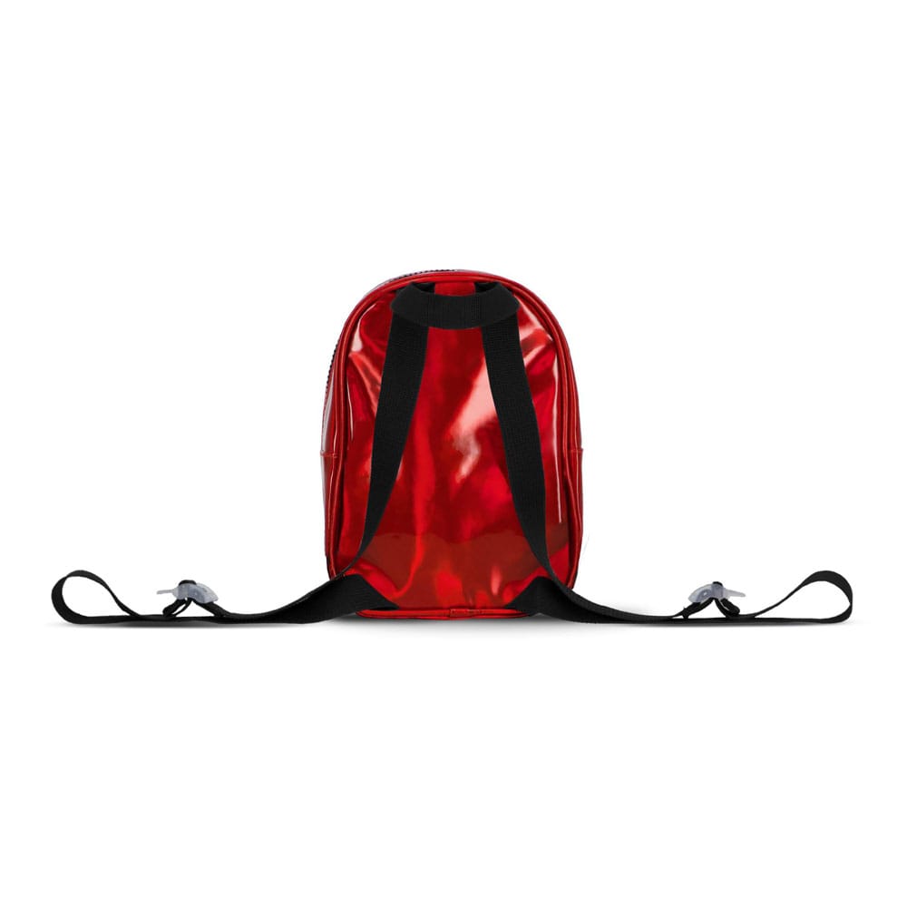 Détail du motif brillant et du logo Spider-Man sur le mini sac à dos Difuzed