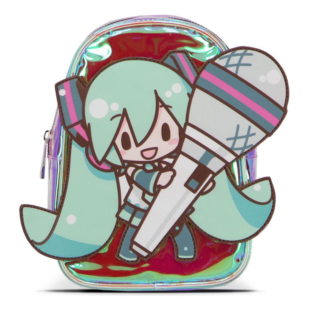 Mini sac à dos Hatsune Miku Shiny Difuzed vue de face, avec son éclat caractéristique