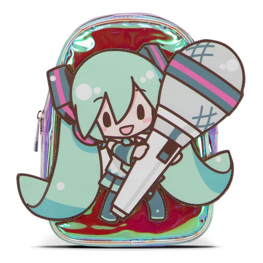 Mini sac à dos Hatsune Miku Shiny Difuzed vue de face, avec son éclat caractéristique
