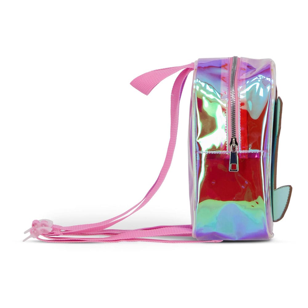 Gros plan sur le logo Hatsune Miku et la texture brillante du sac à dos Difuzed