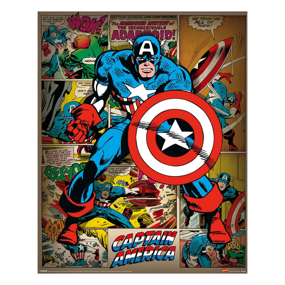 Pack de 4 posters Captain America Rétro Marvel Comics 40x50cm