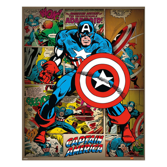 Pack de 4 posters Captain America Rétro Marvel Comics 40x50cm