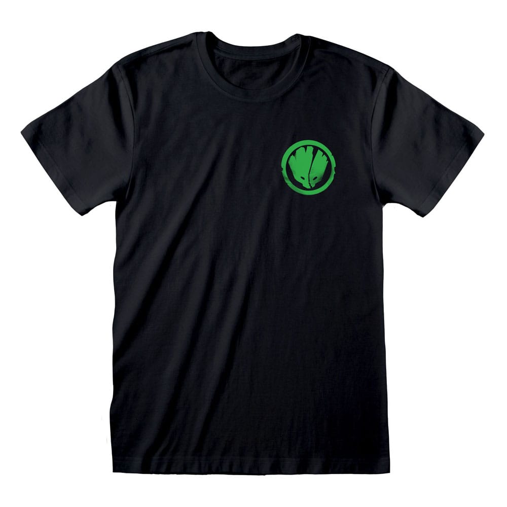 Gros plan sur le motif Groot du T-Shirt Marvel Rivals, texture du coton visible.