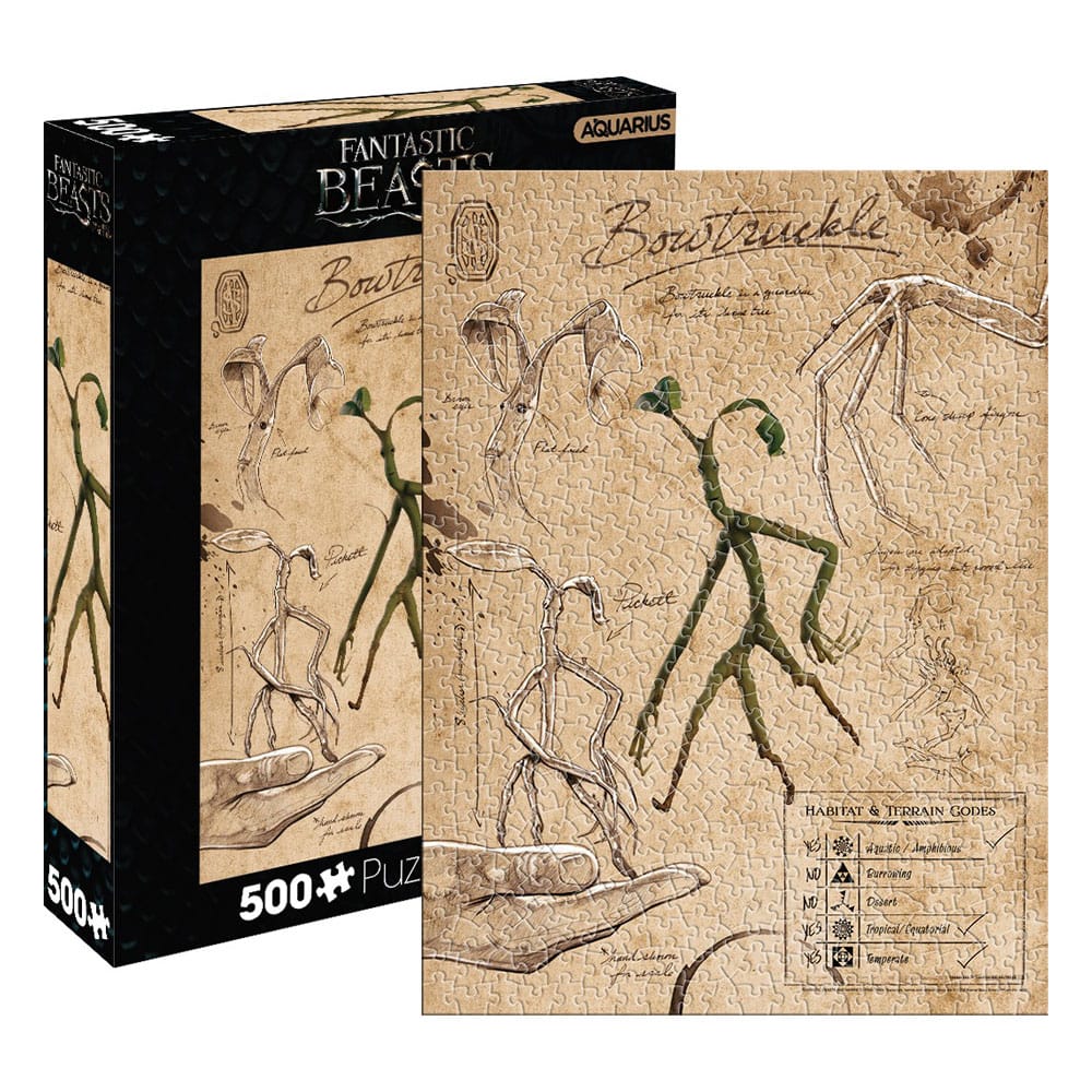Puzzle 500 pièces représentant Bowtruckle des Animaux Fantastiques, de l'univers Harry Potter