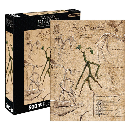 Puzzle 500 pièces représentant Bowtruckle des Animaux Fantastiques, de l'univers Harry Potter