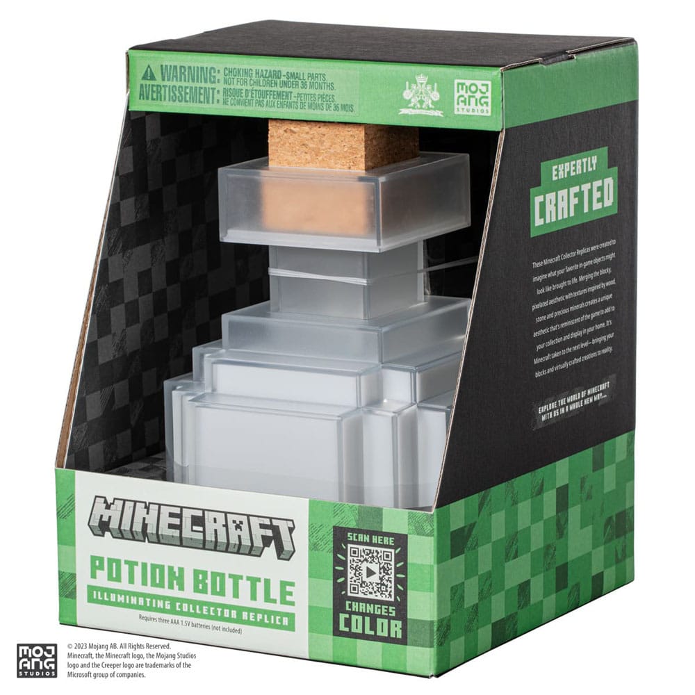 Détail de la Potion Illuminante Minecraft 16cm, montrant la qualité Noble Collection.