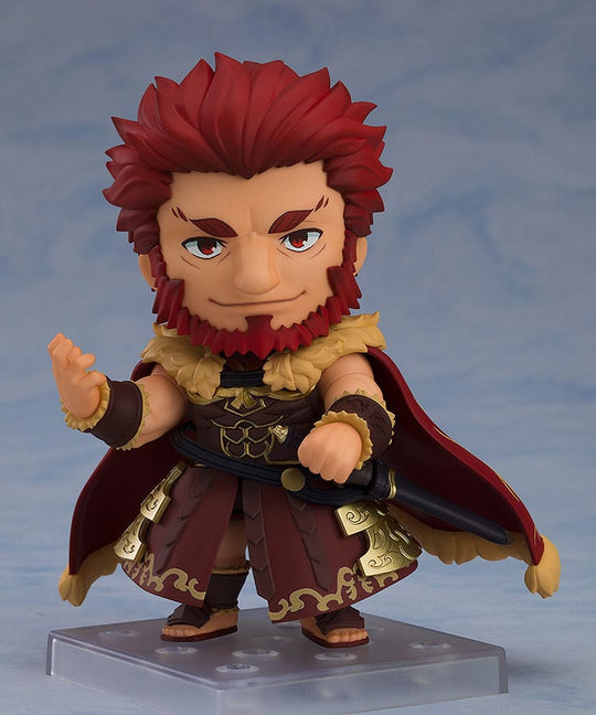 Gros plan visage souriant de la figurine Rider/Iskandar Nendoroid