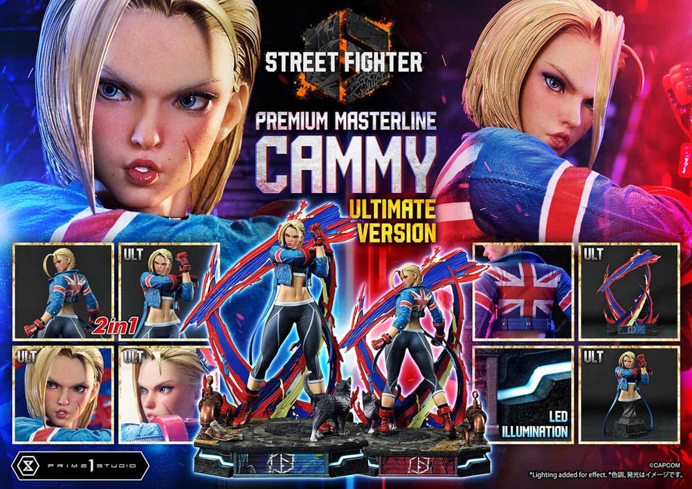 Vue arrière de la statuette Cammy Ultimate Premium Masterline avec sa tresse