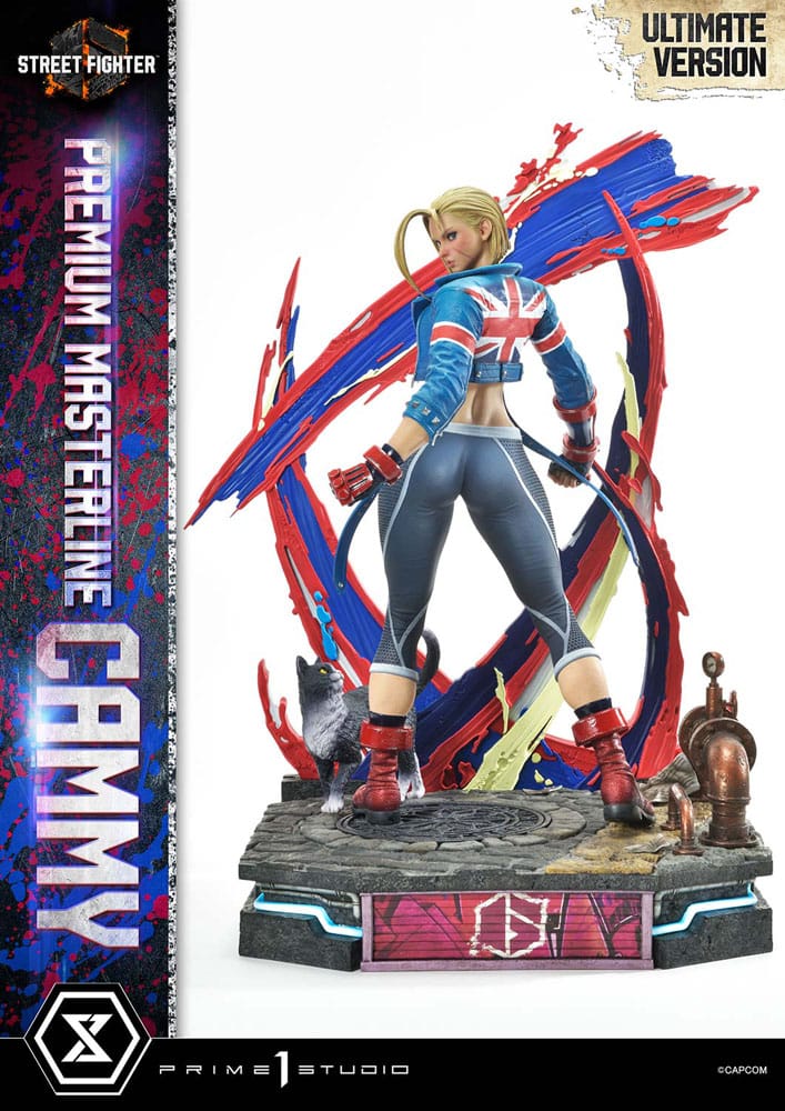 Statuette Cammy 1/4 avec le mur d'effets et le logo graffiti bonus