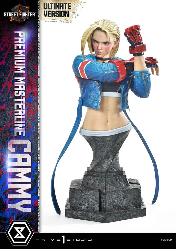 Vue de la statuette Cammy Street Fighter 6 sous un angle différent