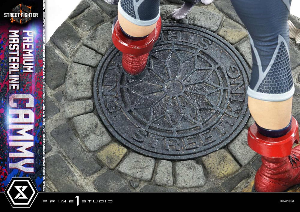 Vue artistique de la statuette Cammy Prime 1 Studio avec effets lumineux