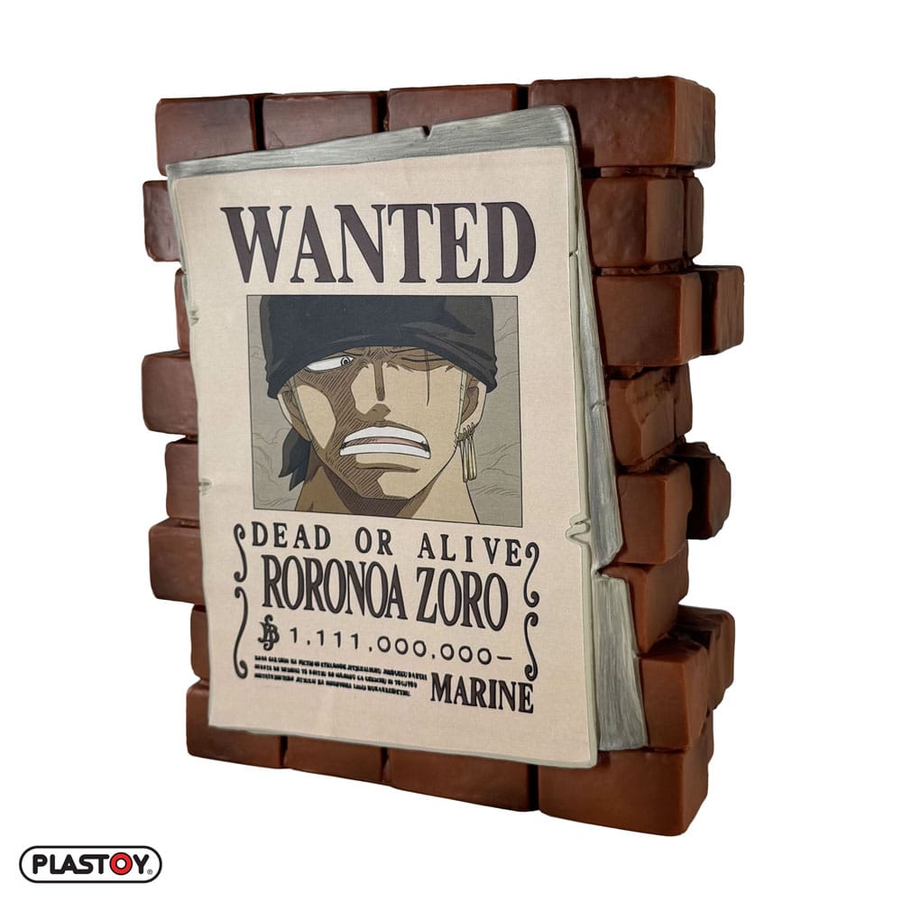 Tirelire Roronoa Zoro One Piece, vue latérale, peinte à la main