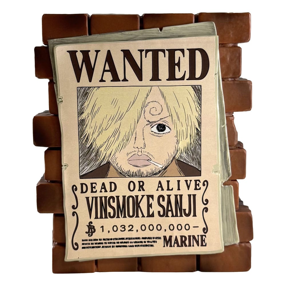 Tirelire Sanji Wanted PVC de 15 cm, détails peints à la main