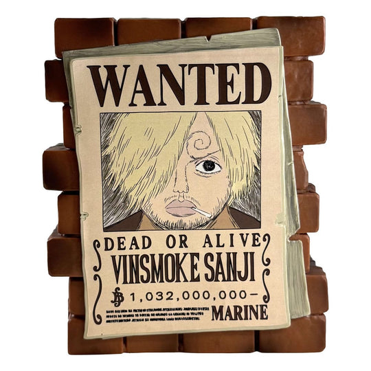 Tirelire Sanji Wanted PVC de 15 cm, détails peints à la main