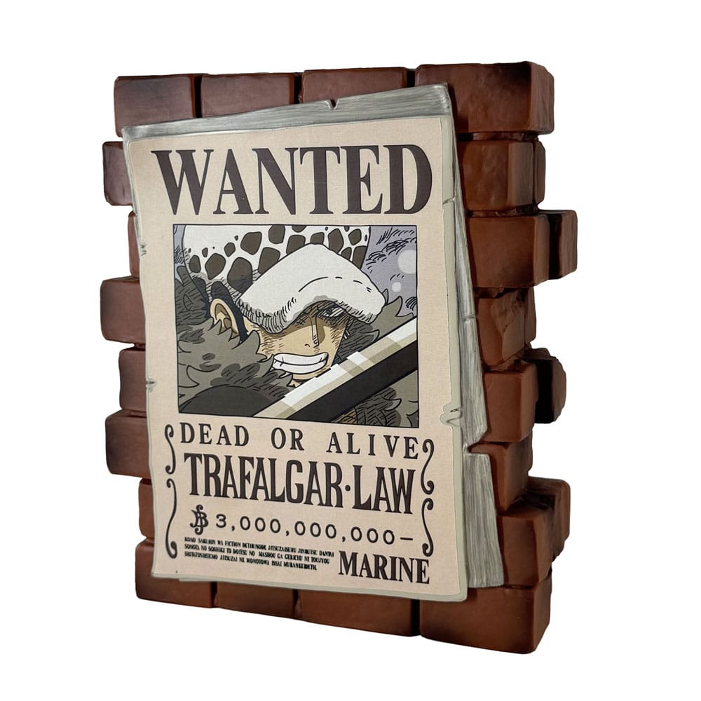 Tirelire One Piece Law Wanted 15 cm avec son avis de recherche