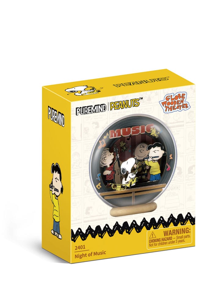 Vue de la maquette Pantasy Peanuts Puremind Globe Théâtre en bois sous différents angles