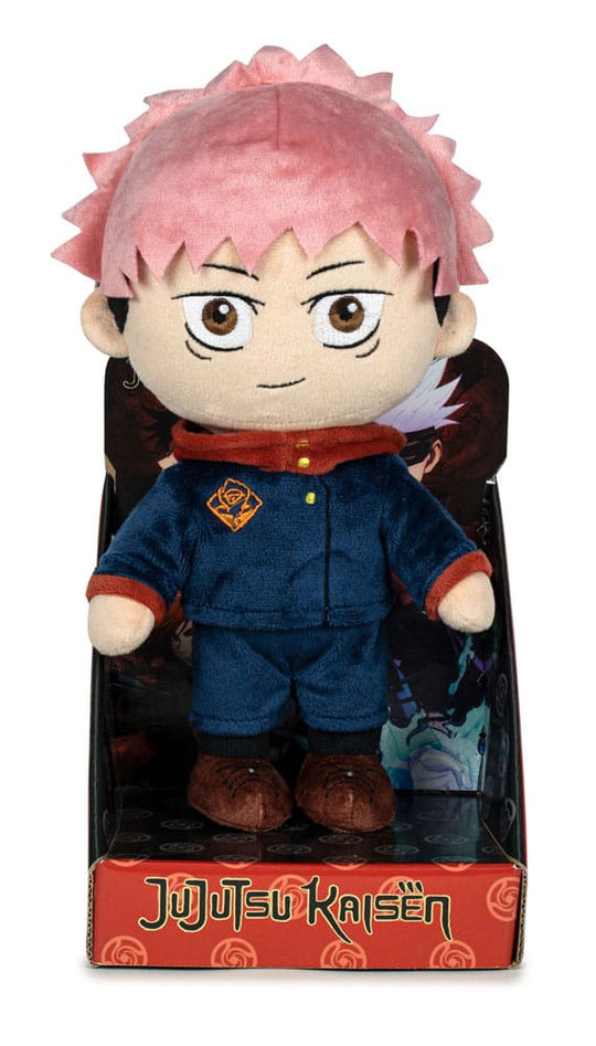 Peluche officielle Yuji Itadori de Jujutsu Kaisen par Play by Play, 27 cm, en polyester doux et fidèle au personnage.
