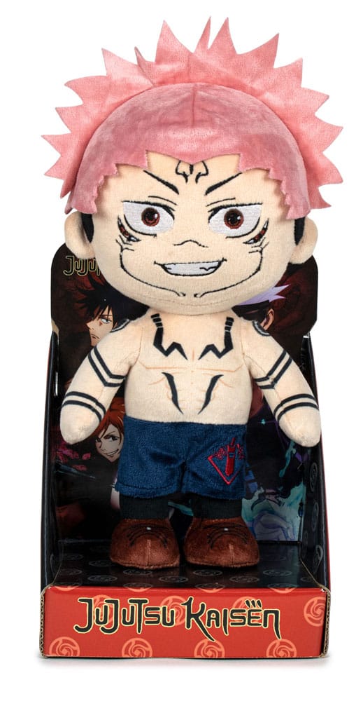 Peluche Sukuna Jujutsu Kaisen 27 cm officielle Play by Play, vue de face avec ses multiples yeux et marques