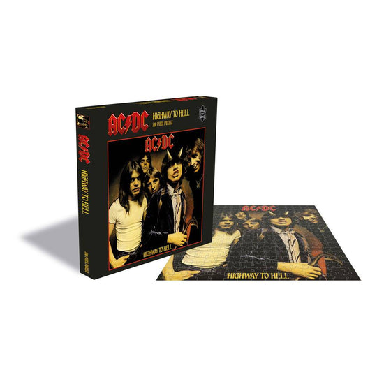 Vue rapprochée du puzzle AC/DC Highway To Hell assemblé, mettant en valeur les détails de l'illustration