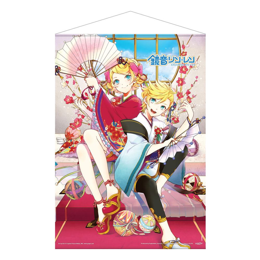 Wallscroll Len & Rin Kagamine POPbuddies 50x70 cm affichant les personnages d'anime sur un mur.