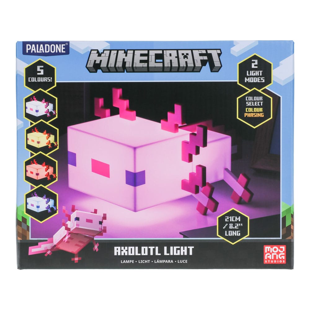 Axolotl Light Minecraft de Paladone, éteinte, montrant les détails de la figurine