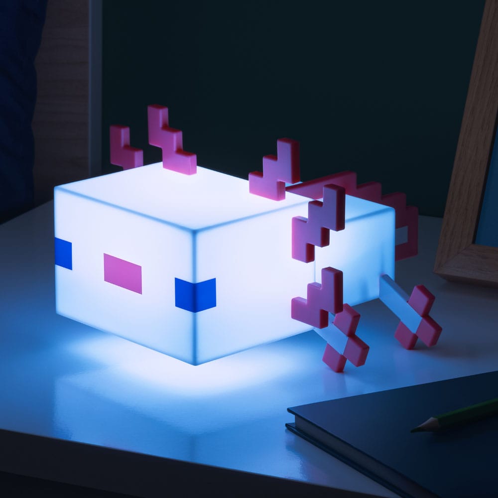 Lumière Axolotl Minecraft avec son emballage, marque Paladone visible