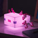 Veilleuse Axolotl Minecraft en mode changement de couleur, nuances de rose