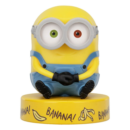 Lampe Minions Icons Bob 11cm de Paladone, vue de face, allumée, sur fond neutre