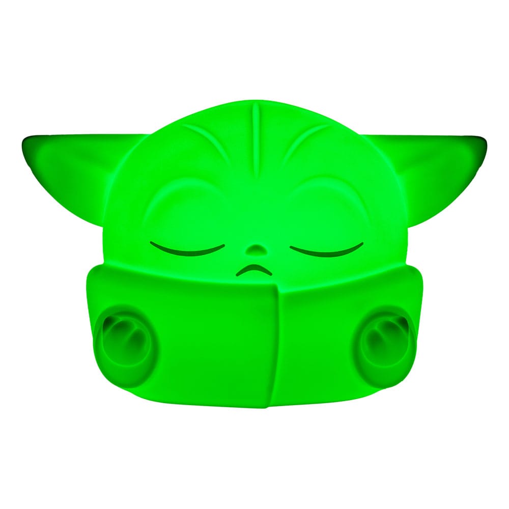 Lampe Grogu Squishy Glo Star Wars, en situation sur une table de nuit